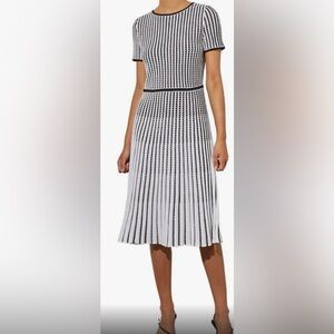 Ming Wang Stripe A-Line Midi Sweater Dress Size Medium